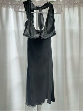 Heart Moon Star Dark Dusty Green Satin Halter Midi Dress